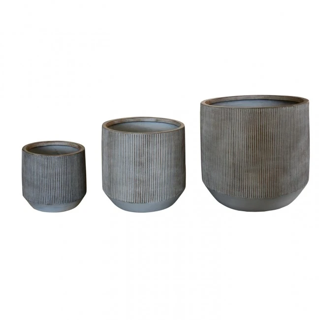 ΣΕΤ 3ΤΜΧ ΓΛΑΣΤΡΕΣ ΣΤΡΟΓΓΥΛΕΣ ΣΕΙΡΑ GARDENER HM4724 FIBERCLAY-ΧΡΩΜΑ CEMENT Φ55x55Υεκ