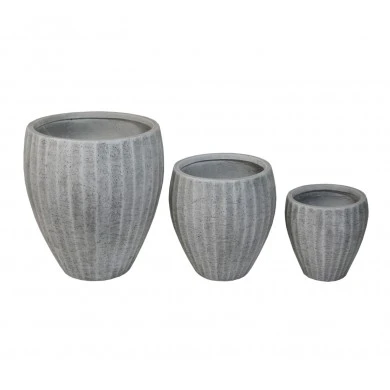 ΣΕΤ 3ΤΜΧ ΓΛΑΣΤΡΕΣ ΣΤΡΟΓΓΥΛΕΣ ΣΕΙΡΑ GARDENER HM4728 FIBERCLAY-ΧΡΩΜΑ CEMENT Φ48x56Υεκ