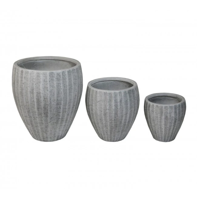 ΣΕΤ 3ΤΜΧ ΓΛΑΣΤΡΕΣ ΣΤΡΟΓΓΥΛΕΣ ΣΕΙΡΑ GARDENER HM4728 FIBERCLAY-ΧΡΩΜΑ CEMENT Φ48x56Υεκ