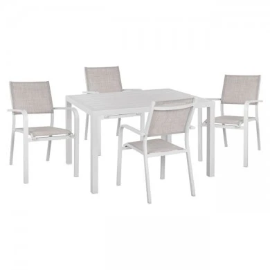 ΣΕΤ 5ΤΜΧ ΜΕ ΤΡΑΠΕΖΙ 120Χ80Χ75,5Υ & ΠΟΛΥΘΡΟΝΕΣ ΑΛΟΥΜΙΝΙΟΥ ΣΕ ΛΕΥΚΟ ΧΡΩΜΑ HM10523