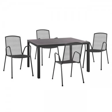 ΣΕΤ 5ΤΜΧ ΜΕ ΤΡΑΠΕΖΙ 140Χ80Χ75,5Υ ΑΛΟΥΜΙΝΙΟΥ & ΚΑΡΕΚΛΕΣ ΜΕΤΑΛΛΙΚΕΣ ΑΝΘΡΑΚΙ HM10533