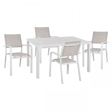 ΣΕΤ 5ΤΜΧ ΜΕ ΤΡΑΠΕΖΙ 140Χ80Χ75,5Υ & ΠΟΛΥΘΡΟΝΕΣ ΑΛΟΥΜΙΝΙΟΥ ΣΕ ΛΕΥΚΟ ΧΡΩΜΑ HM10529.01