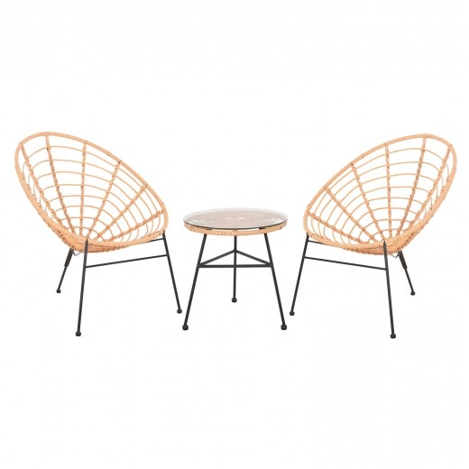 ΣΕΤ ΕΞΩΤΕΡΙΚΟΥ ΧΩΡΟΥ 3ΤΜΧ ALLEGRA HM21047.11 ΜΠΕΖ ΣΥΝΘ.RATTAN-ΜΕΤΑΛΛΟ ΣΕ ΜΑΥΡΟ