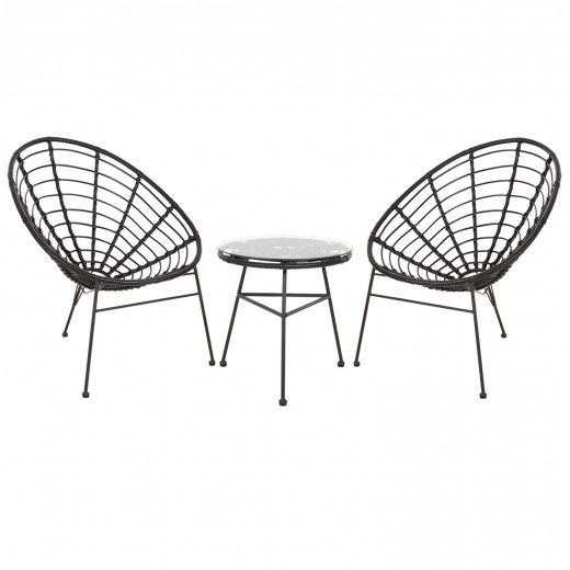 ΣΕΤ ΕΞΩΤΕΡΙΚΟΥ ΧΩΡΟΥ 3ΤΜΧ ALLEGRA HM21047.12 ΜΑΥΡΟ ΣΥΝΘ.RATTAN & ΜΕΤΑΛΛΟ