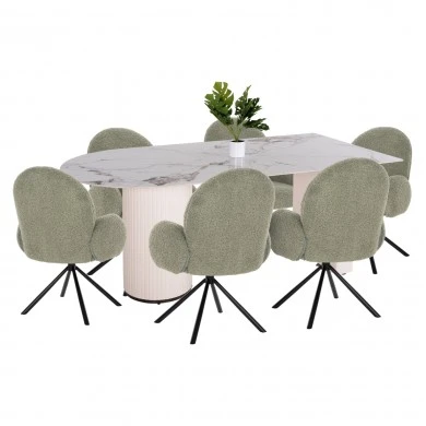 ΣΕΤ ΤΡΑΠΕΖΑΡΙΑ ΕΣΩΤ.ΧΩΡΟΥ 7ΤΜΧ HM11977 ΤΡΑΠΕΖΙ CERAMUS & 6 ΠΟΛΥΘΡΟΝΕΣ WINON