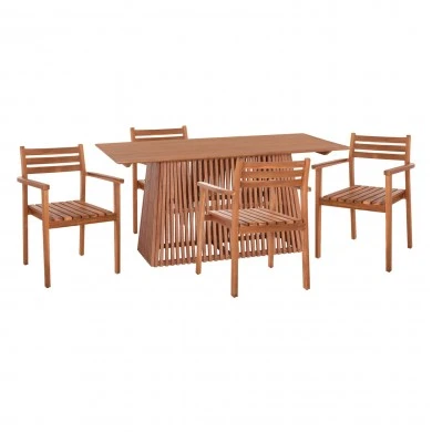 ΣΕΤ ΤΡΑΠΕΖΑΡΙΑΣ 5ΤΜΧ HENDER HM21078.04 ΟΡΘΟΓΩΝΙΟ ΤΡΑΠΕΖΙ & 4 ΚΑΡΕΚΛΕΣ