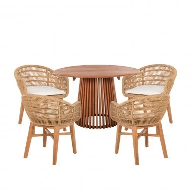 ΣΕΤ ΤΡΑΠΕΖΑΡΙΑΣ 5ΤΜΧ LAMORA HM21074.02 ΣΤΡΟΓΓΥΛΟ ΤΡΑΠΕΖΙ Φ120εκ. & 4 ΚΑΡΕΚΛΕΣ