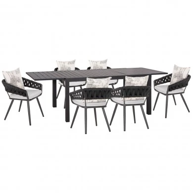 ΣΕΤ ΤΡΑΠΕΖΑΡΙΑΣ ΕΞ.ΧΩΡΟΥ 7ΤΜΧ KRUM HM21156 ΣΚΟΥΡΟ ΓΚΡΙ ΑΛΟΥΜΙΝΙΟ & P.Ε.ΣΧΟΙΝΙ