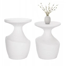 ΣΕΤ ΒΟΗΘΗΤΙΚΑ ΤΡΑΠΕΖΙΑ REBON 2ΤΜΧ HM21137.02 FIBER CEMENT ΣΕ ΛΕΥΚΟ--Φ40εκ & Φ27,5εκ