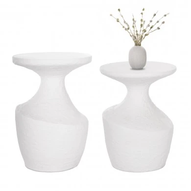 ΣΕΤ ΒΟΗΘΗΤΙΚΑ ΤΡΑΠΕΖΙΑ REBON 2ΤΜΧ HM21137.02 FIBER CEMENT ΣΕ ΛΕΥΚΟ--Φ40εκ & Φ27,5εκ