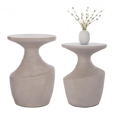 ΣΕΤ ΒΟΗΘΗΤΙΚΑ ΤΡΑΠΕΖΙΑ REBON 2ΤΜΧ HM21137.03 FIBER CEMENT ΣΕ ΓΚΡΙ--Φ40εκ & Φ27,5εκ