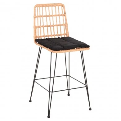 ΣΚΑΜΠΟ ΜΕΣ.ΥΨΟΥΣ ALLEGRA HM5643.11 ΜΕΤΑΛΛΟ&ΜΑΞΙΛΑΡΙ ΜΑΥΡΟ-WICKER ΜΠΕΖ 50x55x103Υεκ.