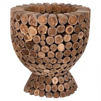 ΤΡΑΠΕΖΙ BAR ΣΤΡΟΓΓΥΛΟ LEEROY HM9806 KOMMATIA ΞΥΛΟΥ TEAK Φ900x103Υεκ.