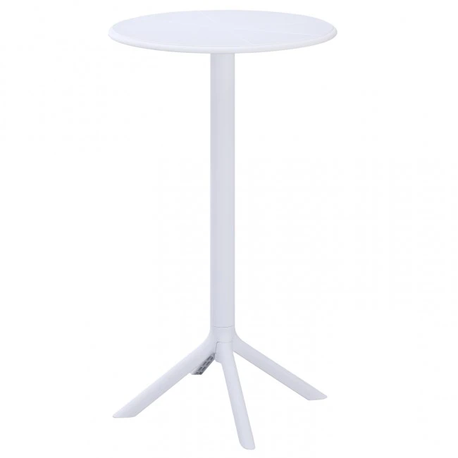 ΤΡΑΠΕΖΙ ΜΠΑΡ ΣΤΡΟΓΓΥΛΟ TERRIN HM6126.11 ΠΟΛΥΠΡΟΠΥΛΕΝΙΟ ΛΕΥΚΟ Φ60x106Υεκ.