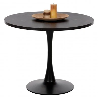 ΤΡΑΠΕΖΙ ΤΡΑΠΕΖΑΡΙΑΣ ROLLO HM9421.02 ΣΤΡΟΓΓΥΛΟ BLACK MARBLE Φ90x74 εκ.