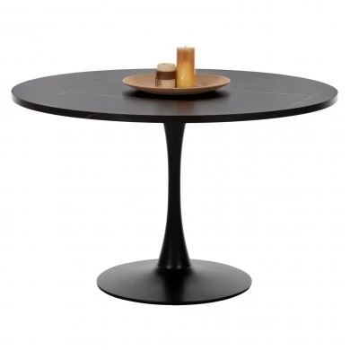 ΤΡΑΠΕΖΙ ΤΡΑΠΕΖΑΡΙΑΣ ROLLO HM9422.02 ΣΤΡΟΓΓΥΛΟ BLACK MARBLE Φ120x74Yεκ.