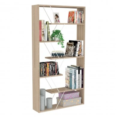 ΒΙΒΛΙΟΘΗΚΗ TARS HM2240.11 SONAMA ΜΕΛΑΜΙΝΗ-ΛΕΥΚΕΣ ΜΕΤΑΛΛΙΚΕΣ ΒΕΡΓΕΣ 84x24x157Υεκ.