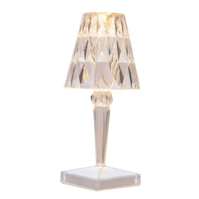 WHITE ACRYLIC TABLE LAMP WITH USB D11,5X26CM