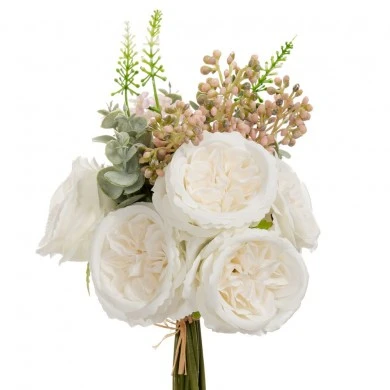 ARTIFICIAL WHITE PEONIA BOUQUET X6 26CM