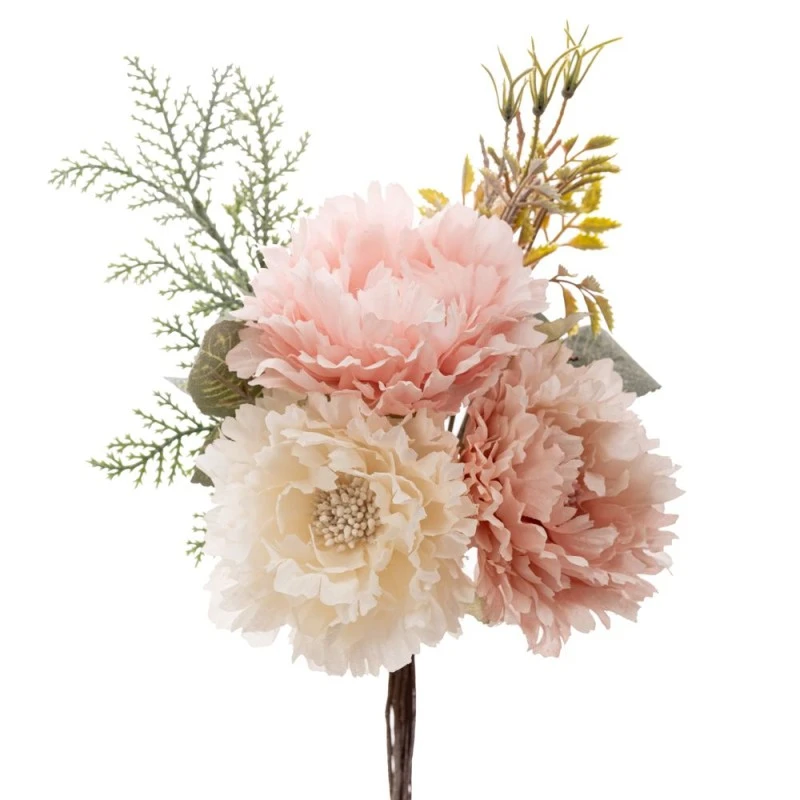 ARIFICIAL CREAM  PINK PEONIA BOUQUET