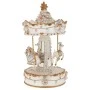 XMAS WHITE- GOLD RESIN WINDING CAROUSEL WITH HORSES, MUSIC AND MOVEMENT 14X14X25CM