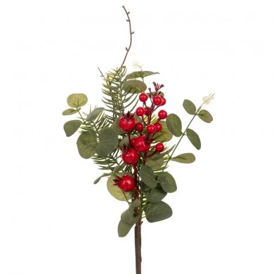 ARTIFICIAL GREEN BRANCH WITH RED BERRIES 45CM