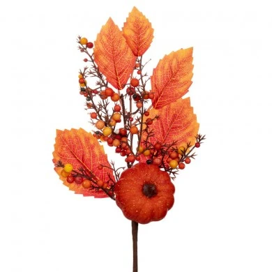 ARTIFICIAL AUTUMN BRANCH WITH ORANGE LEAVES 70CM