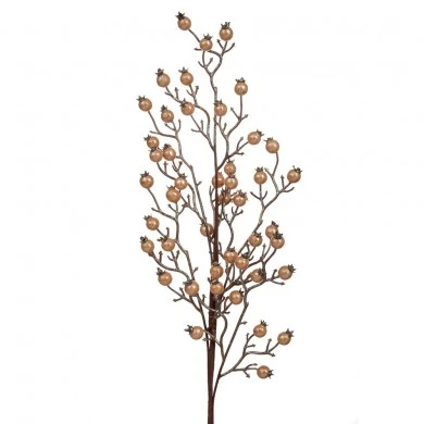 ARTIFICIAL BRANCH WITH GOLD BERRIES 75CM