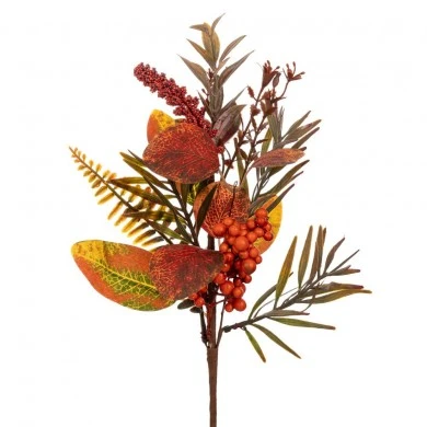 ARTIFICIAL AUTUMN BRANCH WITH ORANGE BERRIES 31CM