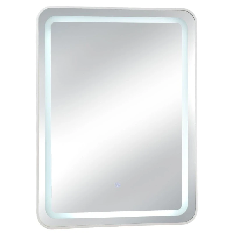 WHITE RECTANGLE MIRROR WITH TOUCH SCREEN LED LIGHT D60X80CM