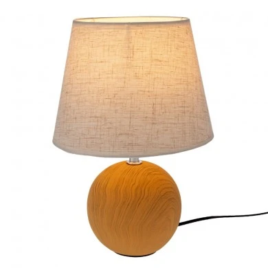 BROWN CERAMIC LAMP WITH MARBLE AND CREAM HAT D20X30CM