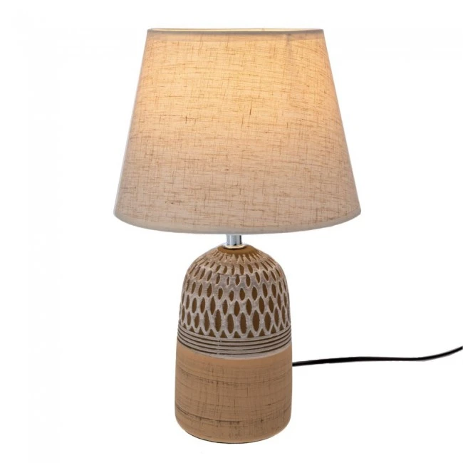 2COLOUR BROWN BEIGE CERAMIC LAMP WITH CREAM HAT D20X32,5CM