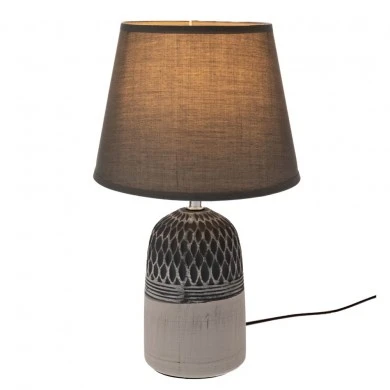 2COLOUR GREY CERAMIC LAMP WITH GREY HAT D20X32.5CM