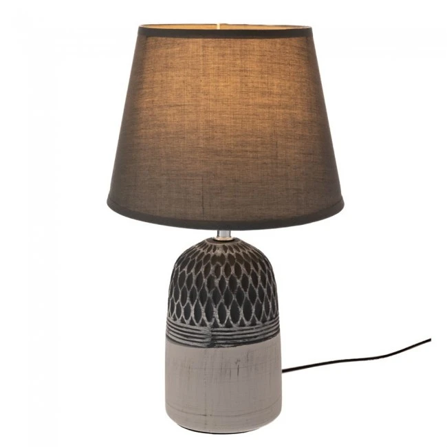 2COLOUR GREY CERAMIC LAMP WITH GREY HAT D20X32.5CM