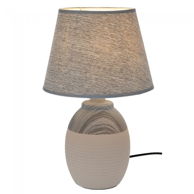 2COLOUR GREY CERAMIC LAMP WITH GREY HAT 39CM