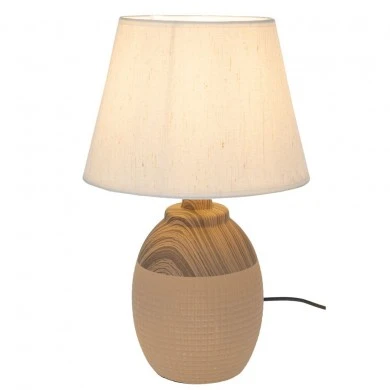 2COLOUR BROWN BEIGE CERAMIC LAMP WITH CRΘME HAT 39CM