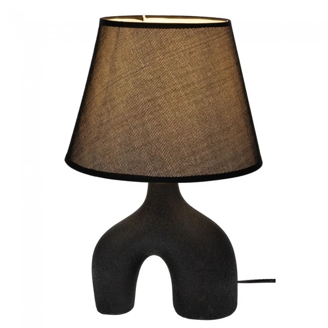 BLACK CERAMIC LAMP  WITH HAT 38.5CM
