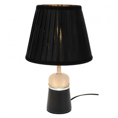 BLACK METAL LAMP WITH GOLD DETAILS AND EXTRA LIGHTING AT THE BASE 37.5CM