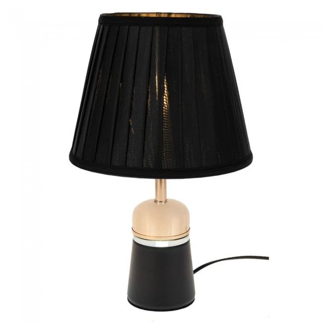 BLACK METAL LAMP WITH GOLD DETAILS AND EXTRA LIGHTING AT THE BASE 37.5CM