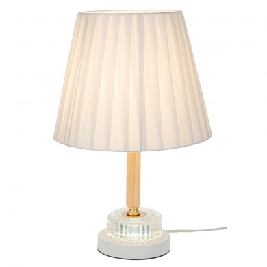 WHITE WOODEN LAMP WITH WHITE HAT AND GLASS AT THE MIDDLE WITH EXTRA LIGHTING 38CM