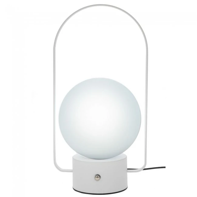WHITE METAL LAMP WITH USB 27CM