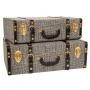 SET 2 BLACK AND WHITE CHECERED LUGGAGE WITH GOLD DETAILS 50X17X34CM 46X14X28CM