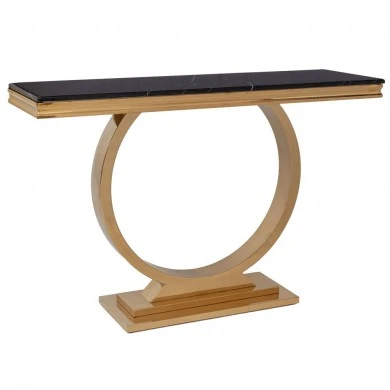 GOLD METAL CONSOLE WITH WHITE CERAMIC SURFACE(MARBLE EFFECT) 130X40X80CM