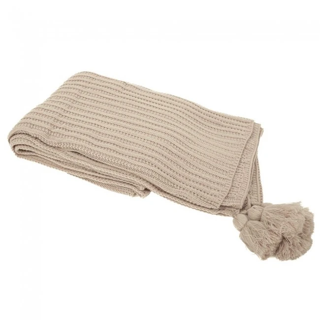 CRΘME KNITTED COUNTERPANE WITH TASSELS 130X170CM