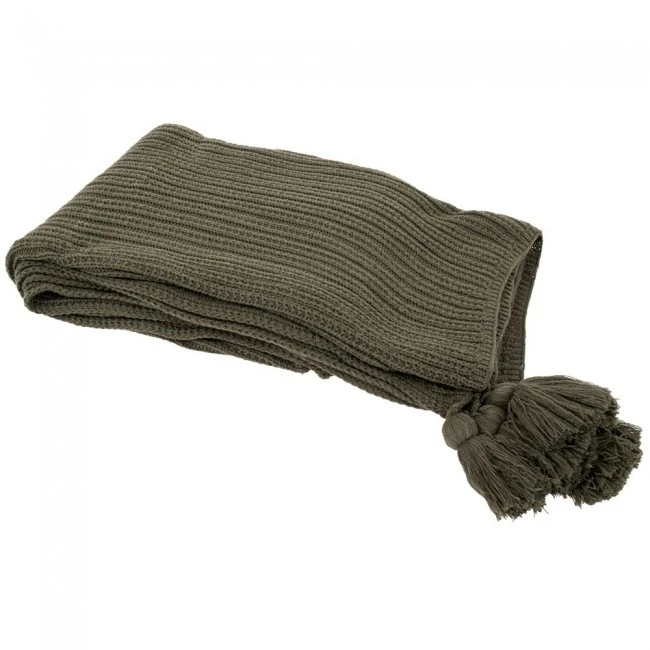 GREEN KNITTED COUNTERPANE WITH TASSELS 130X170CM