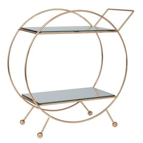 GOLD TWO-STORY METAL PLATE WITH MIRROR D39,5X17X43CM