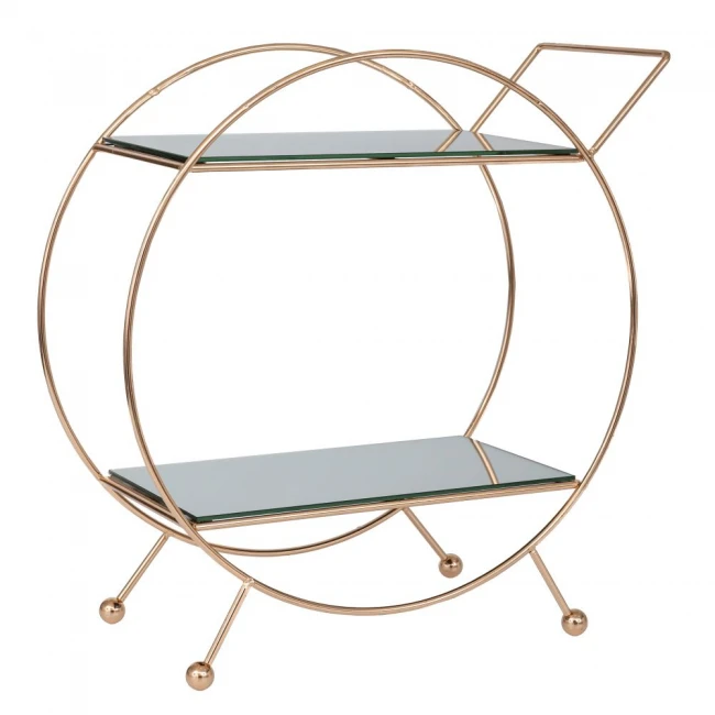 GOLD TWO-STORY METAL PLATE WITH MIRROR D39,5X17X43CM