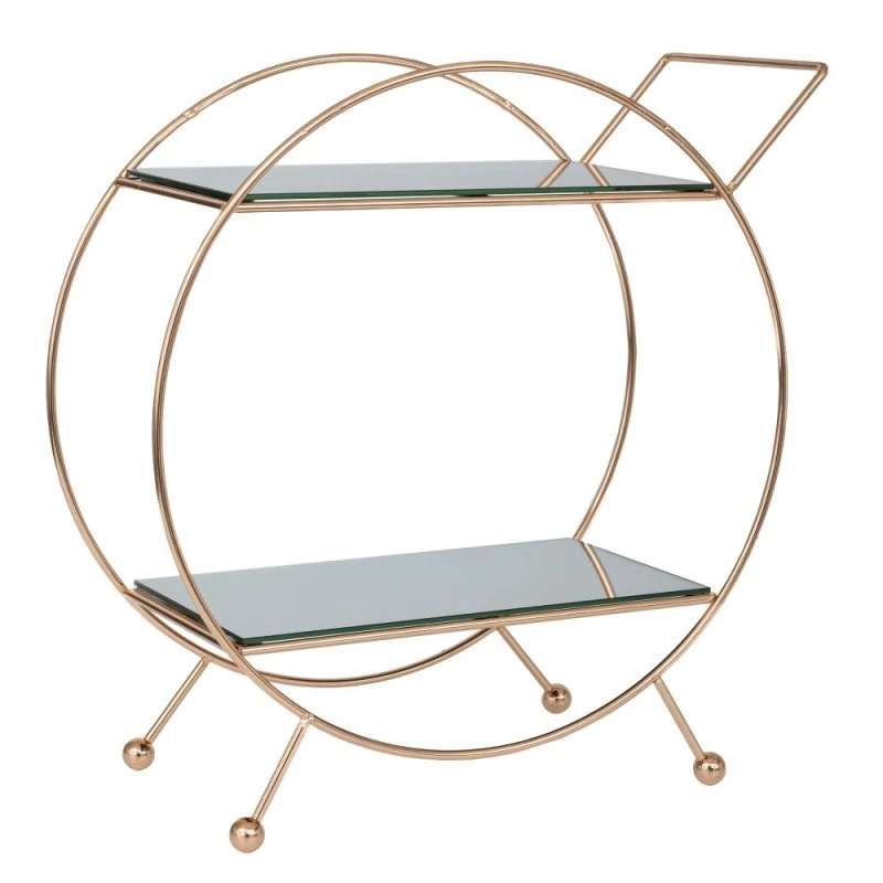 GOLD TWO-STORY METAL PLATE WITH MIRROR D39,5X17X43CM