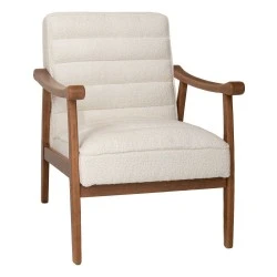 LOUNGE ARMCHAIR MADE OF RUBBER WOOD WITH CREAM BOUCLE FABRIC 81X66X81CM LOUNGE ARMCHAIR MADE OF RUBBER WOOD WITH CREAM BOUCLE FABRIC 81X66X81CM