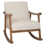 LOUNGE ROCKING CHAIR IN RUBBER WOOD WITH CREAM BOUQUET FABRIC 77Χ64Χ88CM